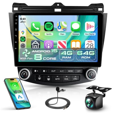 [Android 15/8 Core 4+64G] Qual-comm Snapdragon chip Car Stereo for Honda Accord 7th 2003-2007 with Carplay&Android Auto,10.1 inch 1280 * 720 IPS Touch Screen