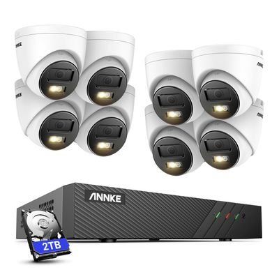 ANNKE AH500 3K AI PoE Security Camera System with Human/Vehicle Detection, 8 PCS IP67 Outdoor Cams with Smart Dual Light, 2.8mm Lens, Color Night Vision, 120 dB WDR, Built in Mic, 2TB Hard Drive