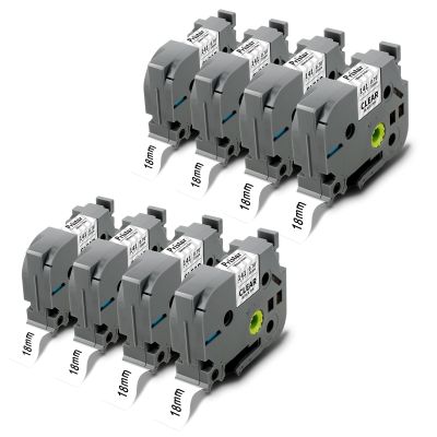 Pristar 8 Pack Tz Tape 18mm 0.7 Inch Laminated Clear TZe-141 TZ-141 Compatible for Brother P Touch TZe Tape for PTD400 PTD600 PTD1880 PT1890W Label Maker 18 mm Label Tape, 3/4 Inch x 26.2 ft
