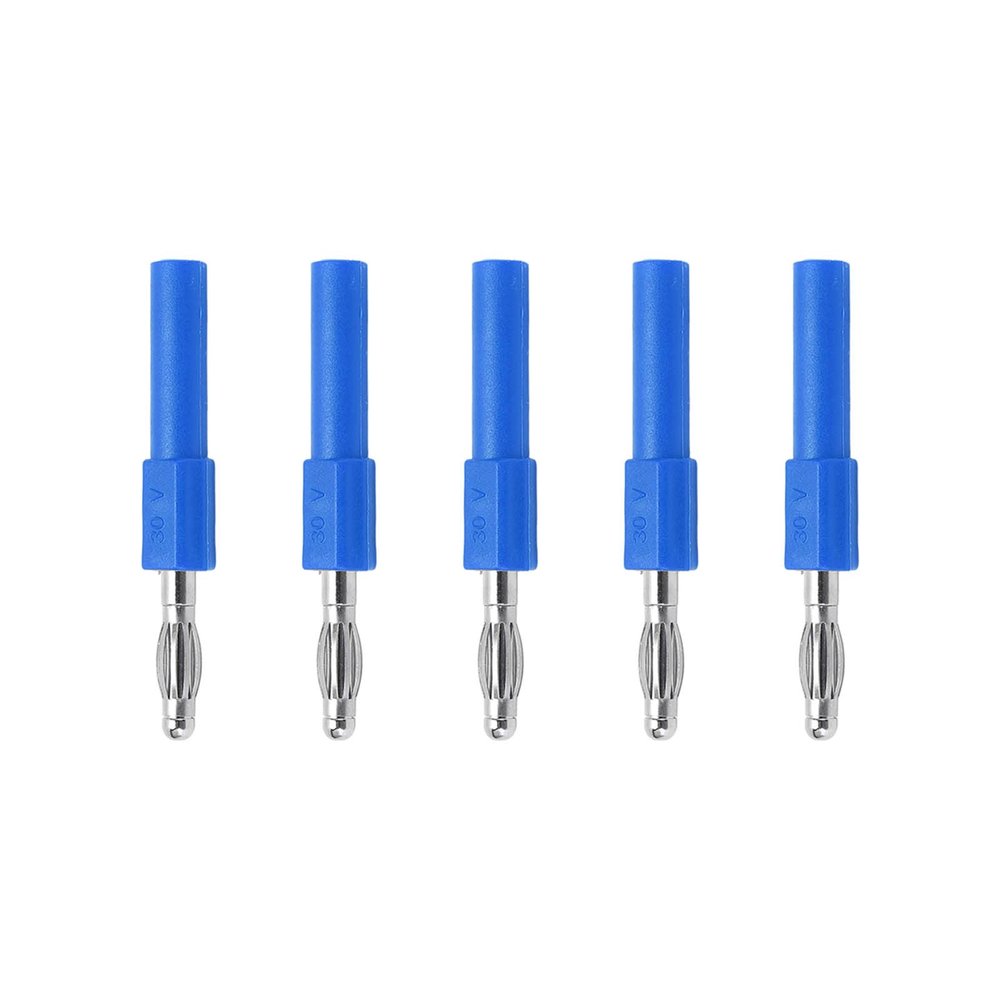 4mm to 2mm Industrial Grade Banana Plug Adapters for Multimeters - Rated Voltage and Current up to 30Vac-60Vdc, 36A, Pack of 5 (Blue)