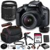 Canon 4000D(EOS Rebel T100) DSLR Camera w/EF-S 18-55mm F/3.5-5.6 Zoom Lens + 64GB Memory Card, Case, Hood, Grip-Pod, Filter, Professional Photo Bundle(23pc) (Renewed) view 1