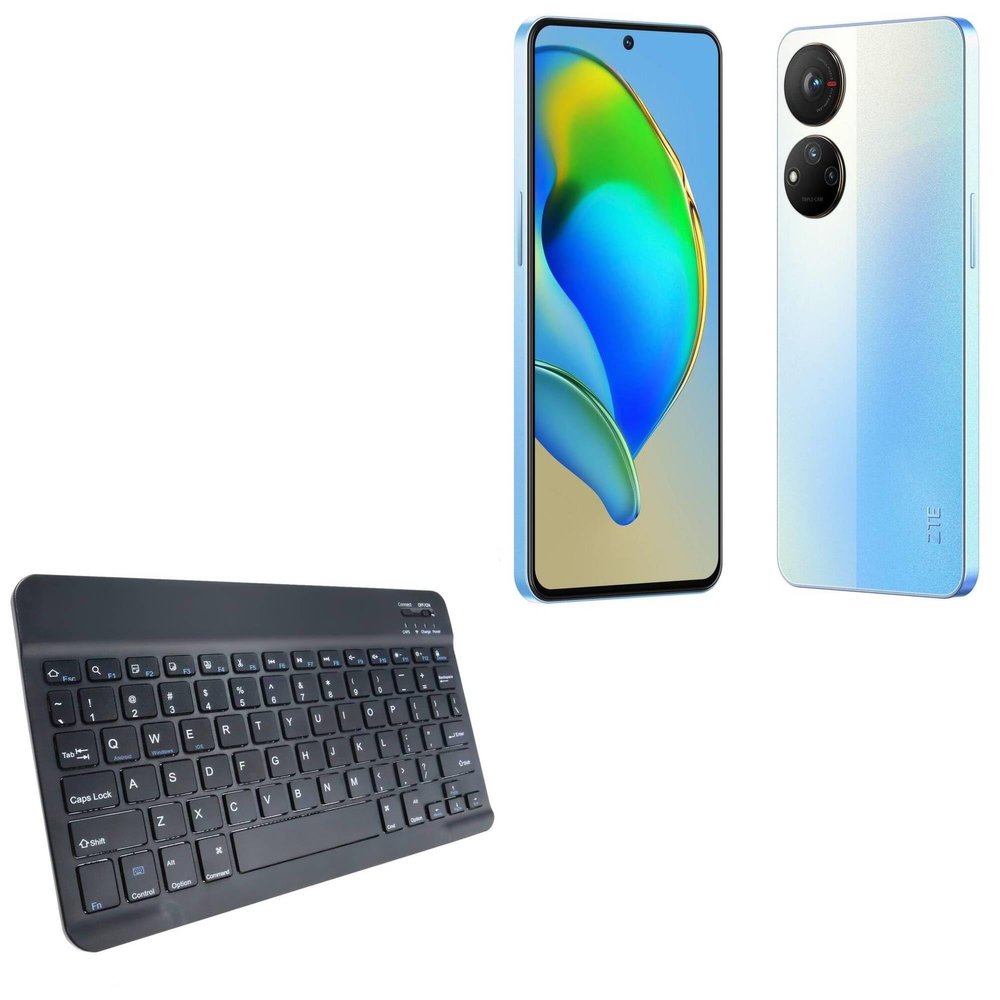 BoxWave Keyboard Compatible with ZTE Axon V40s - SlimKeys Bluetooth Keyboard, Portable Thin with Chiclet-Style Keys - Jet Black