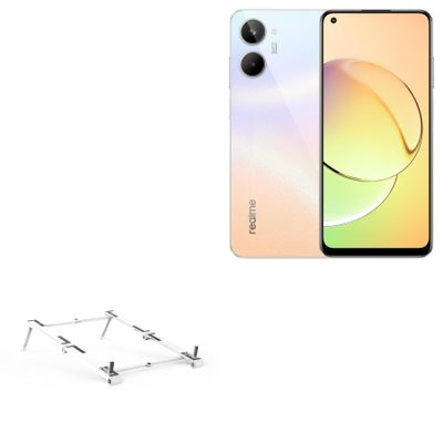 BoxWave Stand and Mount Compatible with Realme 10 - Pocket Aluminum Stand 3-in-1, Portable Multi Angle Viewing Riser - Metallic Silver