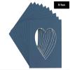 24x24 Mat Bevel Cut for 8x8 Photos - Precut Steel Blue Heart Shaped Photo Mat Board Opening - Acid Free Matte to Protect Your Pictures - Bevel Cut for Family Photos, Pack of 10 Matboards Show Kits view 3