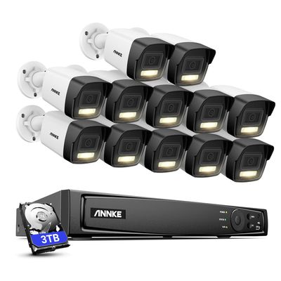 ANNKE AH500 3K Security Camera System, 12pcs 3K AC500 Outdoor Cameras with Spotlight, Color Night Vision, Person Vehicle Detection, 8MP/4K 16CH NVR with 3TB HDD for 24-7 Recording