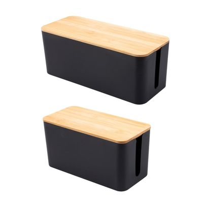 DOITOOL 2pcs Power Strip Storage Box Desk Outlet Desk Power Strip Concealer Container Wire Organizer Box Socket Organizer Case Wire Storage Box Wire Container Socket Switch Box Cable Wood