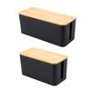 DOITOOL 2pcs Power Strip Storage Box Desk Outlet Desk Power Strip Concealer Container Wire Organizer Box Socket Organizer Case Wire Storage Box Wire Container Socket Switch Box Cable Wood view 1