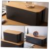 DOITOOL 2pcs Power Strip Storage Box Desk Outlet Desk Power Strip Concealer Container Wire Organizer Box Socket Organizer Case Wire Storage Box Wire Container Socket Switch Box Cable Wood view 2