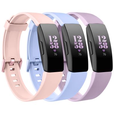 3 Pack Replacement Bands Compatible for Fitbit Inspire 2 / Fitbit Inspire HR/Fitbit Inspire/Fitbit Ace 2, Adjustable Accessory Soft Silicone Sport Wristband for Women Men (NudePink+NudeBlue+Violet,