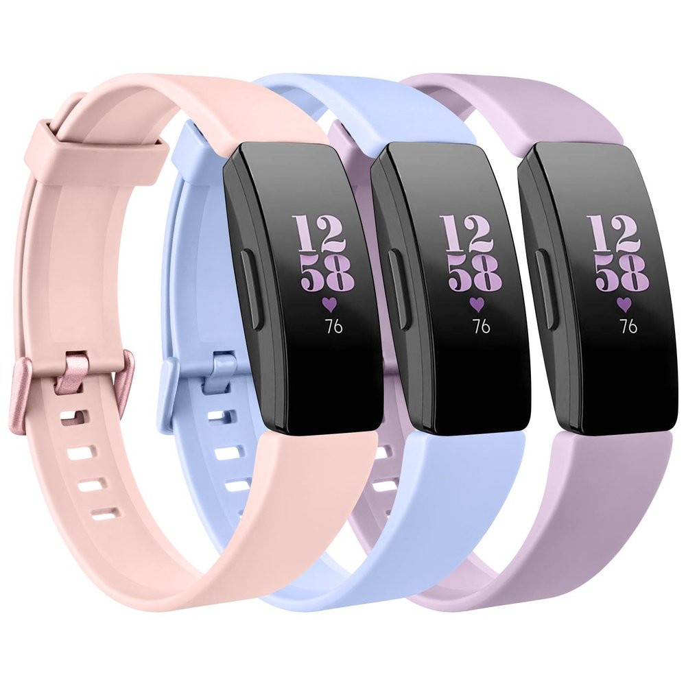 3 Pack Replacement Bands Compatible for Fitbit Inspire 2 / Fitbit Inspire HR/Fitbit Inspire/Fitbit Ace 2, Adjustable Accessory Soft Silicone Sport Wristband for Women Men (NudePink+NudeBlue+Violet,