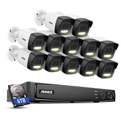 ANNKE AH500 3K Security Camera System, 12pcs 3K AC500 Outdoor Cameras with Spotlight, Color Night Vision, Person Vehicle Detection, 8MP/4K 16CH NVR with 6TB HDD for 24-7 Recording