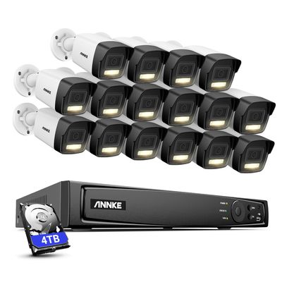ANNKE AH500 16 Channel 3K POE Security Camera System, H.265+ 4K 8MP NVR with 4TB HDD,16 x 5MP CCTV PoE IP Cameras Outdoor, Color Night Vision, AI Motion Detection for Home Business 24/7 Recording