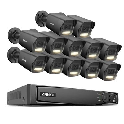 ANNKE AH500 3K AI PoE Security Camera System with Human/Vehicle Detection,12pcs IP67 Outdoor IP Cameras with Smart Dual Light, 2.8mm Lens (116 FOV), Color Night Vision, Built in Mic, No Hard Drive