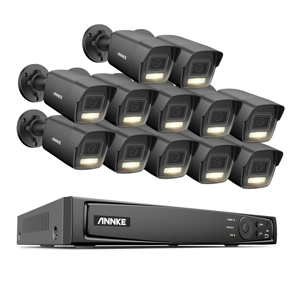 ANNKE AH500 3K AI PoE Security Camera System with Human/Vehicle Detection,12pcs IP67 Outdoor IP Cameras with Smart Dual Light, 2.8mm Lens (116 FOV), Color Night Vision, Built in Mic, No Hard Drive