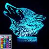 Jinnwell 3D Wolf Night Light Lamp Illusion Night Light 16 Color Changing Table Desk Decoration Lamps Gift Acrylic Flat ABS Base USB Cable Toy view 1