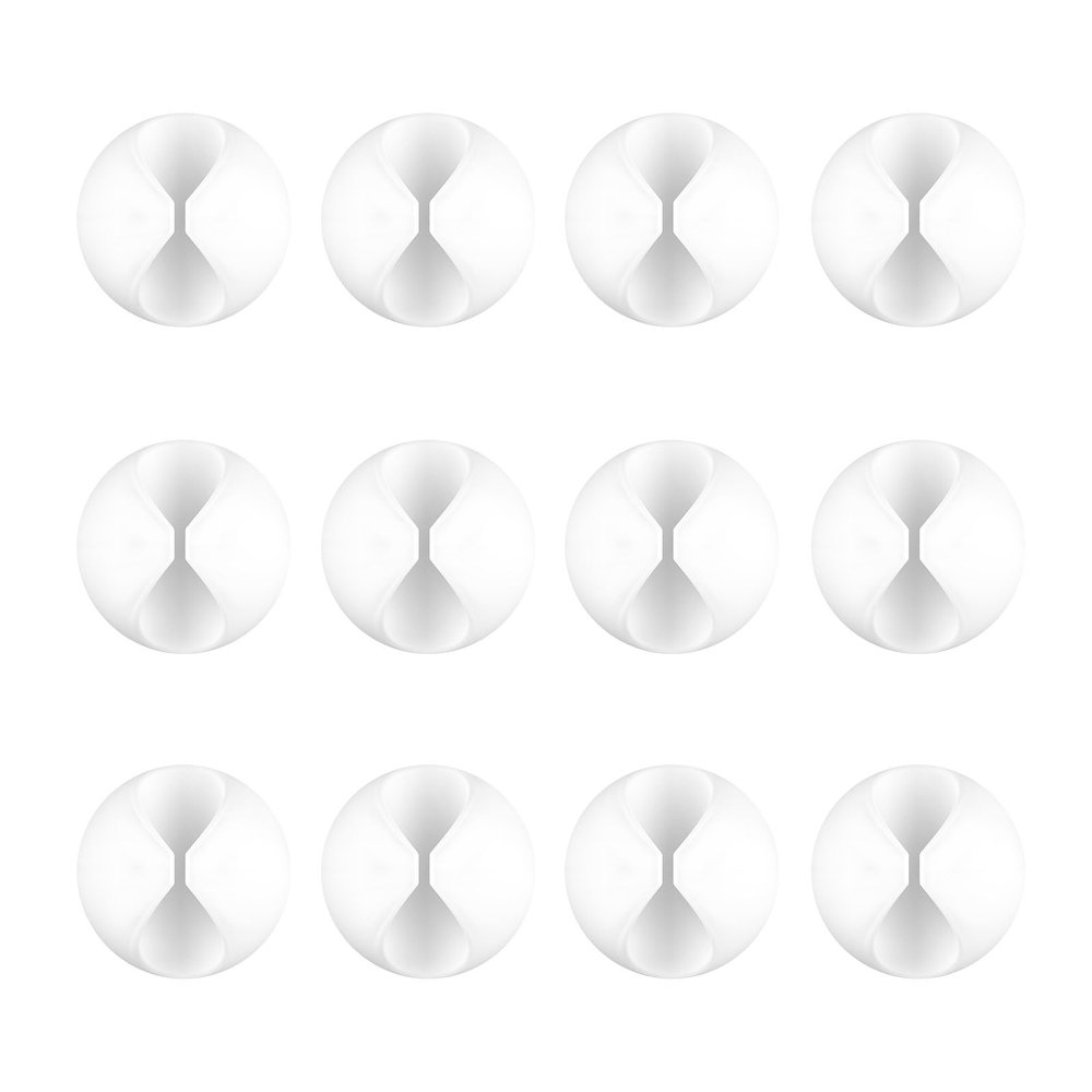 12 Pack Cable Clips, Znben Wire Organizer Holder Adhesive Cord Management Charger Wire Holder Clips for Desk, Home, Office, Car, Cubicle, Nightstand White