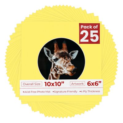 Poster Palooza 10x10 Photo Mat Board for 6x6 Photos Precut Circle Shape Opening Acid Free Bevel Cut Picture Frame Mat, Steel Blue, Mat Board for Framing Photos & Artwork, 25-Pack Matboards Show Kits