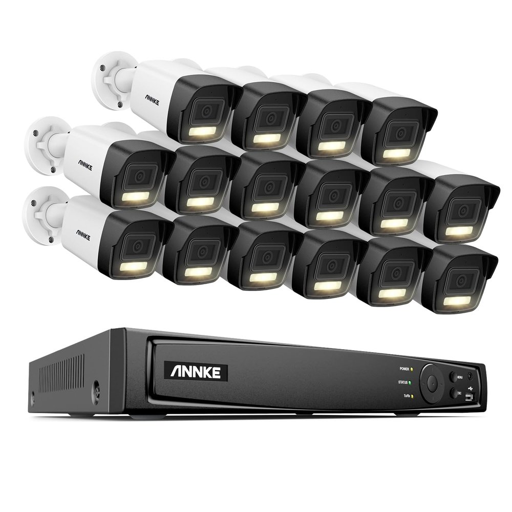ANNKE AH500 16 Channel 3K POE Security Camera System, H.265+ 4K 8MP NVR, 16 x 5MP CCTV PoE IP Cameras Outdoor, Color Night Vision, AI Human Motion Detection, No Hard Drive
