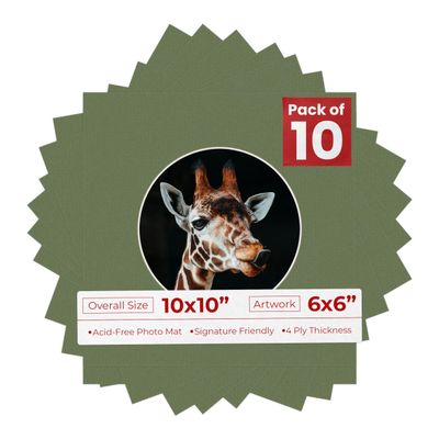 Poster Palooza 10x10 Photo Mat Board for 6x6 Photos Precut Circle Shape Opening Acid Free Bevel Cut Picture Frame Mat, Steel Blue, Mat Board for Framing Photos & Artwork, 10-Pack Matboards Show Kits