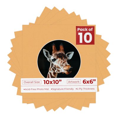 Poster Palooza 10x10 Photo Mat Board for 6x6 Photos Precut Circle Shape Opening Acid Free Bevel Cut Picture Frame Mat, Steel Blue, Mat Board for Framing Photos & Artwork, 10-Pack Matboards Show Kits