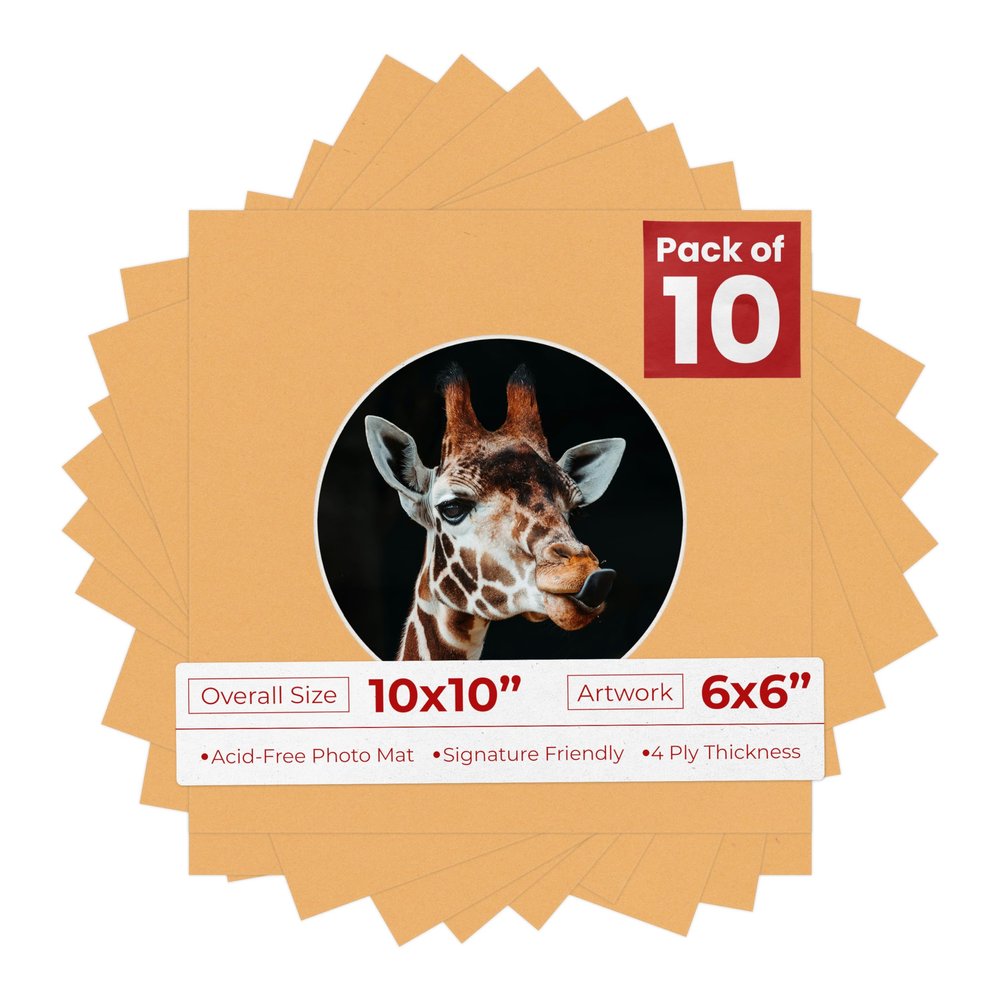 Poster Palooza 10x10 Photo Mat Board for 6x6 Photos Precut Circle Shape Opening Acid Free Bevel Cut Picture Frame Mat, Steel Blue, Mat Board for Framing Photos & Artwork, 10-Pack Matboards Show Kits