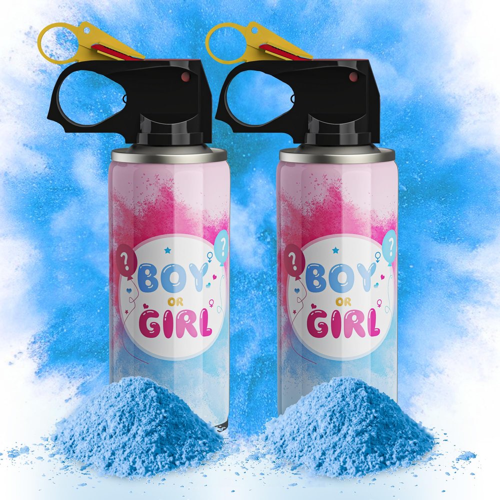 POPUPARTY Gender Reveal Fire Extinguisher Color Blasters Gender Reveal Spray, 2 Blue Blasters Smoke Bombs for Baby Boy