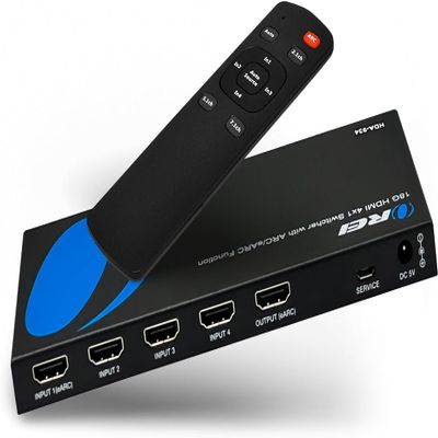 OREI eARC 4K 60Hz Dolby Atmos Audio Extractor Switch with 3 Inputs - Connect ARC/eARC Soundbar. HDMI 2.0 and HDCP 2.2 Compliant - CEC Pass Through - HDR, Dolby Vision Supported (HDA-934)
