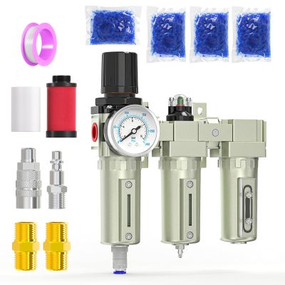 MEANLIN 3/4" NPT Heavy Duty Industrial Grade 3 Stage Air Drying System, Auto Drain, Coalescing Filter, Particulate Filter, Desiccant Dryer and Air Regulator For Plasma Cutter and Paint Spray