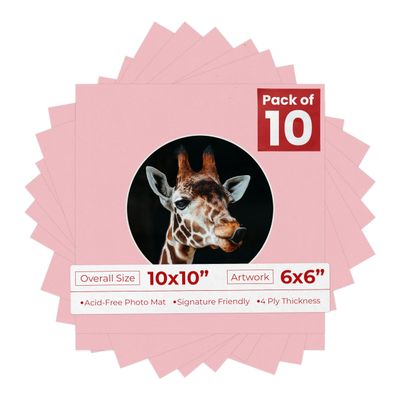 Poster Palooza 10x10 Photo Mat Board for 6x6 Photos Precut Circle Shape Opening Acid Free Bevel Cut Picture Frame Mat, Steel Blue, Mat Board for Framing Photos & Artwork, 10-Pack Matboards Show Kits