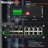 8 Ports Industrial L2 Managed Ethernet Switch with 4x1G SFP, 2x10G SFP+ Din Rail Fiber Switch Layer 2 Web Management Network Switch Support Ring Network QOS VLAN IGMP view 2