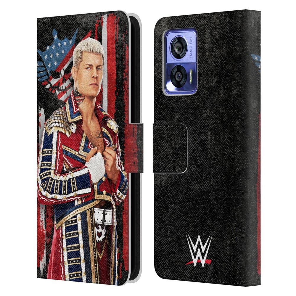Head Case Designs Officially Licensed WWE Superstar Flag Cody Rhodes Leather Book Wallet Case Cover Compatible with Motorola Edge 30 Neo 5G