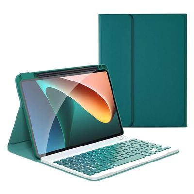 KMXDD Keyboard Case Compatible with iPad Air 11 inch (M3/M2) & Air 5th 4th Generation 10.9" & iPad Pro 11 (4th/3rd/2nd/1st Gen) Case with Detachable Cute Candy Color Keyboard,Dark Green