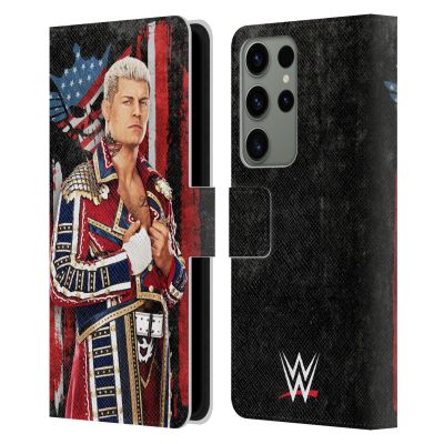 Head Case Designs Officially Licensed WWE Superstar Flag Cody Rhodes Leather Wallet Case Compatible with Samsung Galaxy S23 Ultra 5G