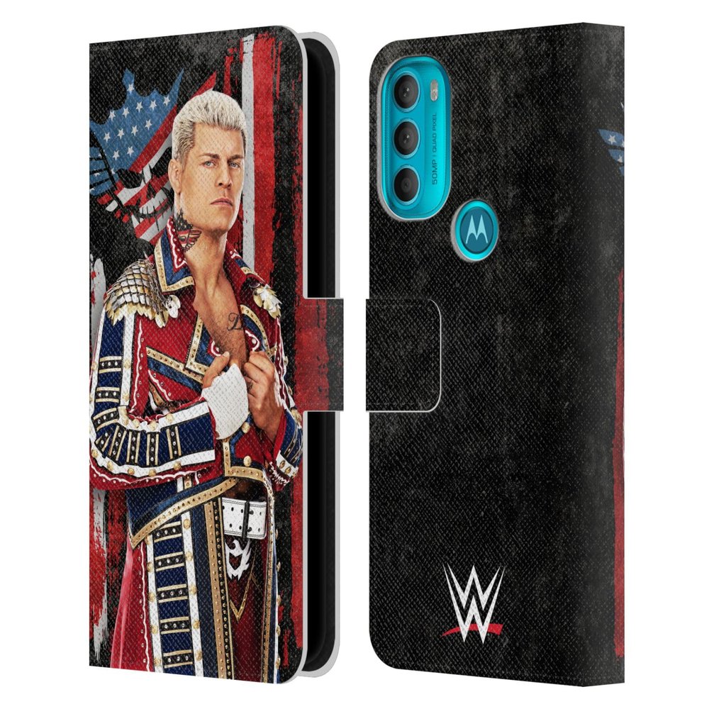 Head Case Designs Officially Licensed WWE Superstar Flag Cody Rhodes Leather Book Wallet Case Cover Compatible with Motorola Moto G71 5G