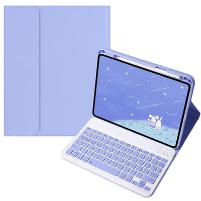 KMXDD Keyboard Case Compatible with iPad 11th Gen 11" (A16,2025) & iPad 10th Generation 2022 10.9" Case with Detachable Cute Candy Color Keyboard Cover with Pencil Holder,Purple