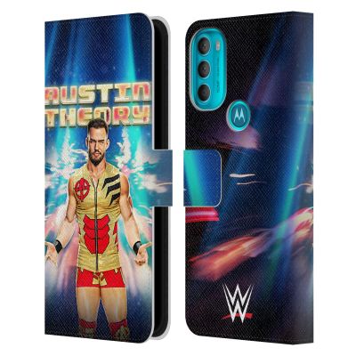 Head Case Designs Officially Licensed WWE Portrait Austin Theory Leather Book Wallet Case Cover Compatible with Motorola Moto G71 5G