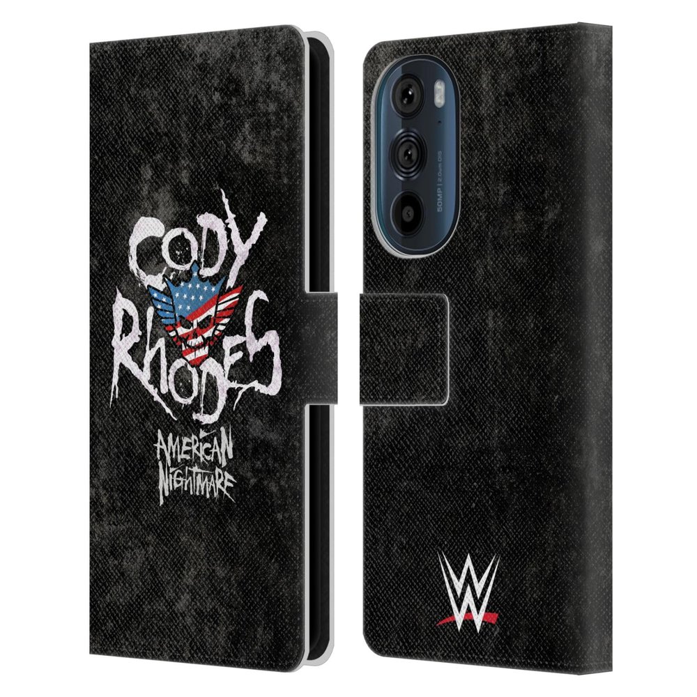 Head Case Designs Officially Licensed WWE Distressed Name Cody Rhodes Leather Book Wallet Case Cover Compatible with Motorola Edge 30