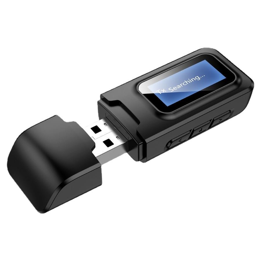 USB BT5.0 2-in-1 Bluetooth Transmitter Receiver Transmitter Wireless Aux Audio Adapter for MP3/MP4 Headphones HiFi Speaker Radio Car TV PC Laptop Tablet