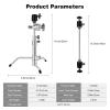 Supon 20" Mini Pocket C Stand, All-Metal Adjustable Small 20.8" C-Stand Short Tripod Stand with 13" Boom Arm Grip Head, 3 Ball Head, Sliding Leg for camera, smartphone, light, mic photography - Silver view 3