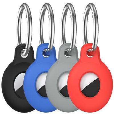 VAGAWEI 4 Pack AirTag Holder Air Tag Keychain AirTags Case Compatible with Apple Airtag, Silicone Air tag Accessories Key Chain Ring Case Cover Air Tags for Apple Holder Tag GPS Item Finder Tracker