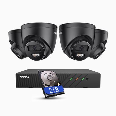 ANNKE AH500 3K AI PoE Security Camera System with Human/Vehicle Detection, 4pcs IP67 Outdoor IP Cameras with Smart Dual Light, 2.8mm Lens (116 FOV), Color Night Vision, Built in Mic, 2TB Hard Drive