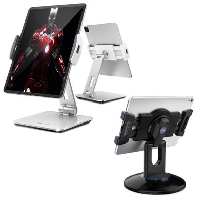 AboveTEK Business Kiosk Aluminum Tablet iPad Stand for Any 4-14" Display Tablets Bundle with Retail Kiosk iPad Stand for Any 6"-13" (Diagonal) Devices
