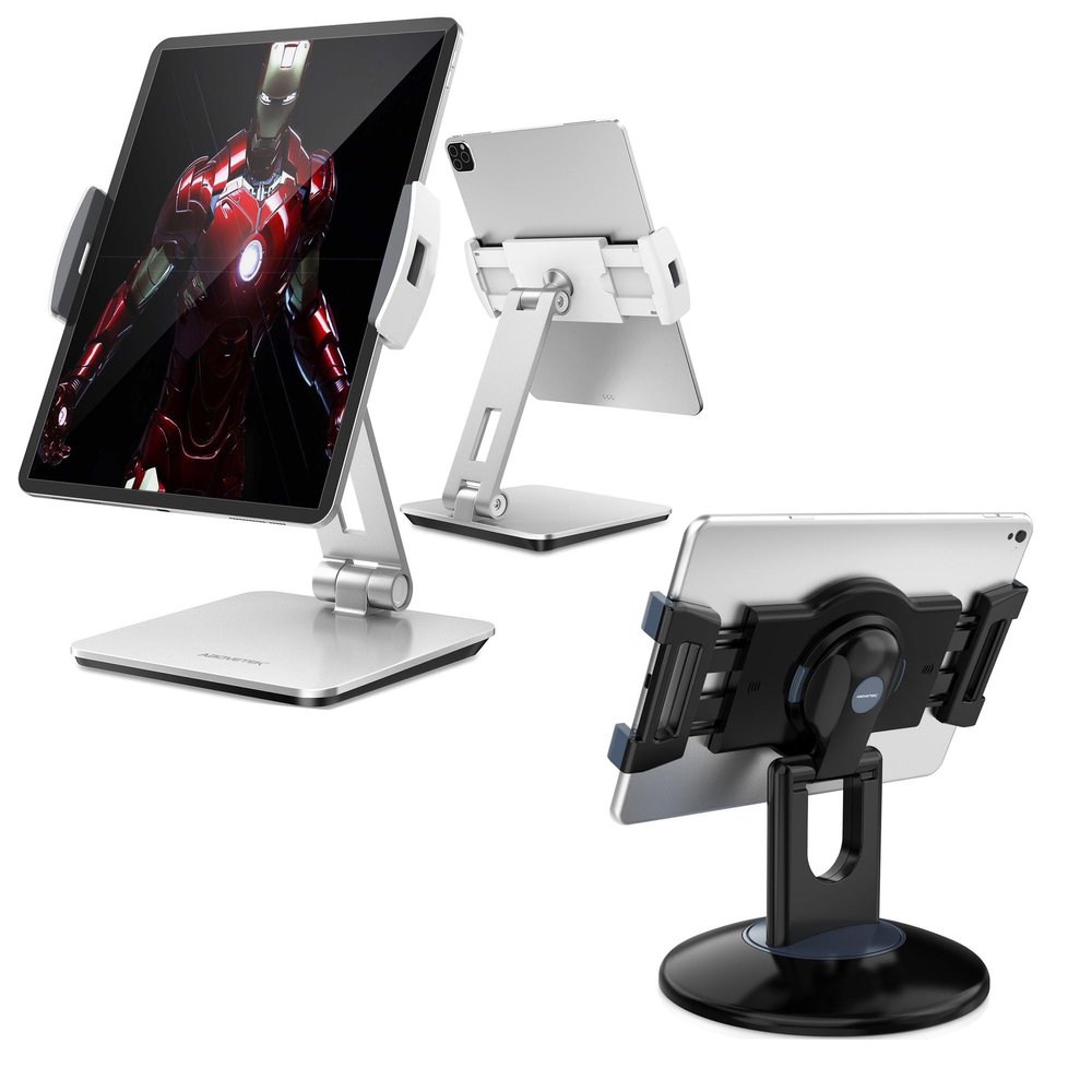 AboveTEK Business Kiosk Aluminum Tablet iPad Stand for Any 4-14" Display Tablets Bundle with Retail Kiosk iPad Stand for Any 6"-13" (Diagonal) Devices