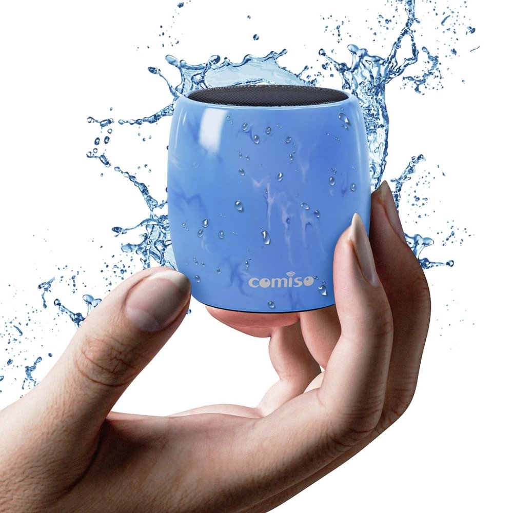 comiso Small Bluetooth Speaker, IPX7 Waterproof Speaker with Robust Bass and Stereo Sound, Wireless Speakers with Hands-Free Call, Portable Speakers for Hiking, Car or Trip, Ideal Gift for Men, Women