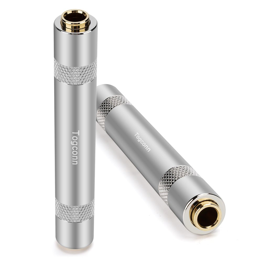 1/4 Inch TRS/TS Female to Female Gold-Plated Coupler (2 Pack), 1/4" TRS Stereo and TS Mono Jack Adapter Joiner, 6.35mm Extension Gender Changer Converter Connectors for Amplifier Speaker Guitar Sound