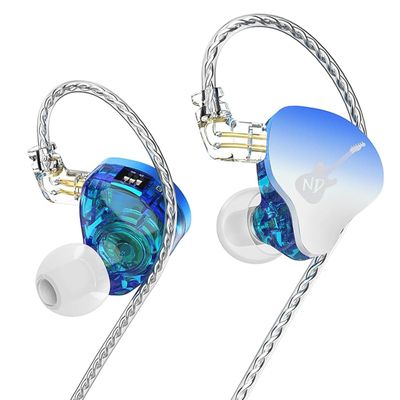 Kinboofi ND-DD3 Adjustable Dual Magnetic Dynamic Earphone, 4 Adjustable Tuning Modes Wried Headphone, HiFi Quality in Ear Earphone with Detachaable 2pin Cable for Audiophile Musician (Blue, No Mic)