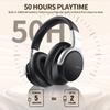 AUSDOM Bluetooth Noise Cancelling Headphones: E7 Wireless Over Ear ANC Headphones with Microphone, 50H Playtime, Hi-Fi Sound, USB C Charge, Comfortable Earpads for Travel Work Adults, Silver Black view 3