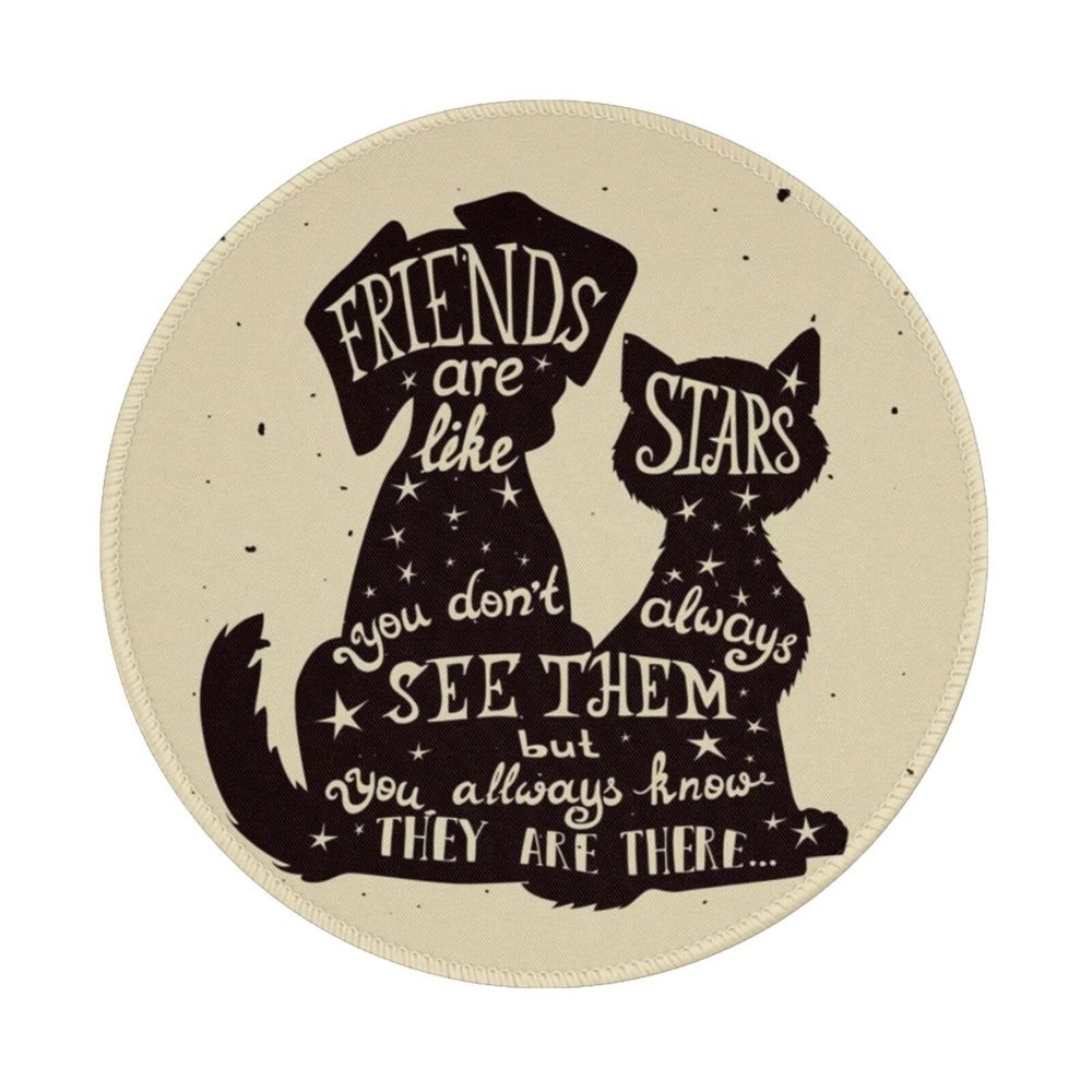 Woyaba Silhouettes of Cute Dog and cat Dog Mouse pad Cute,Gaming Mouse pad Small Non-Slip Round Mouse Pads for Wireless Mouse,Laptop,Desk
