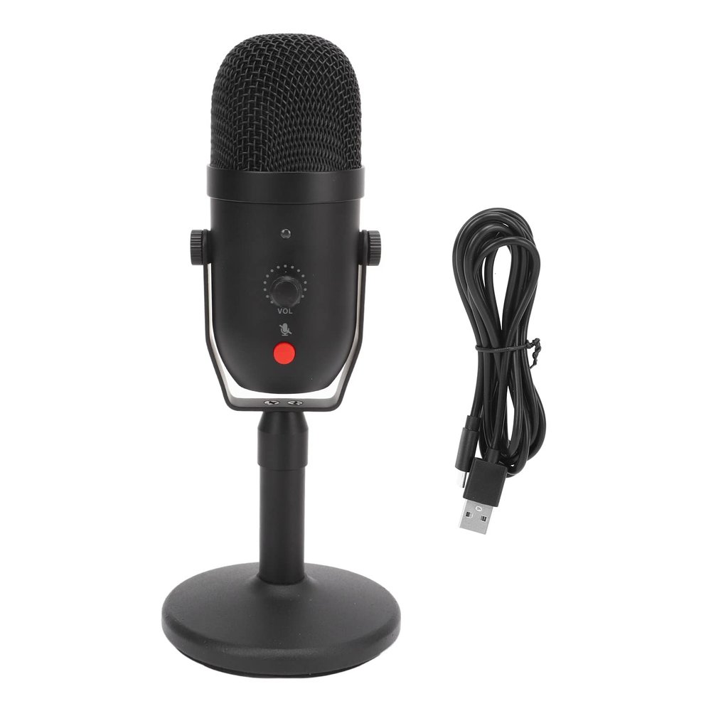 OUKENS USB Microphone, Metal Condenser Recording Microphone, Intelligent Noise Reduction Cardioid Condenser Microphone for Gaming Podcasting Recording Chatting