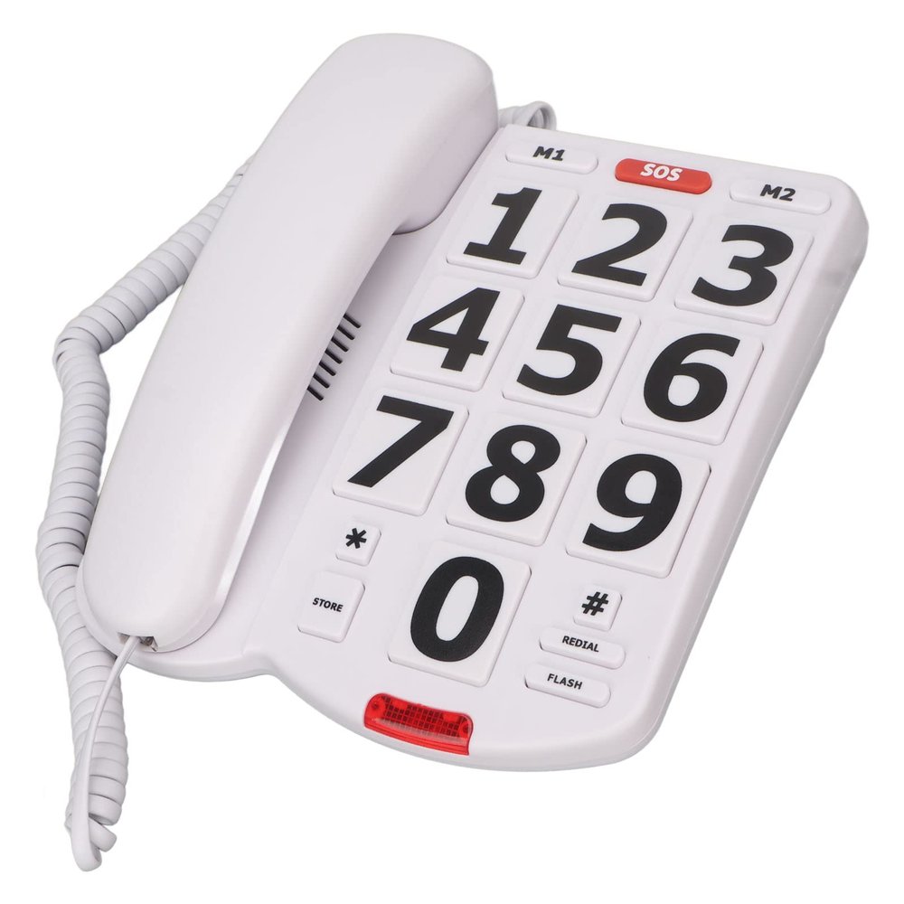 Big Button Phone for Seniors, Corded Landline Telephone, Large Buttons and One Touch Dialling, Ultra High Ringer, 9 Feet Cord, Adjustable Volume for The Elderly and The Hearing Impaired